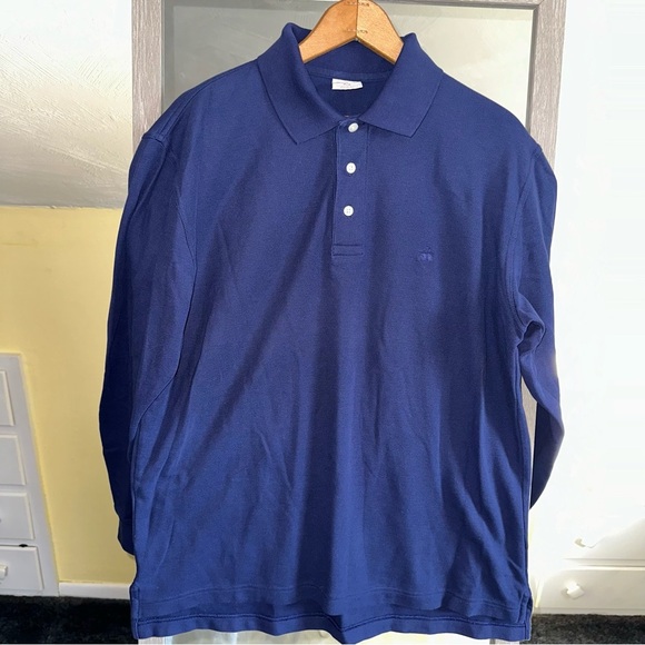 Brooks Brothers Other - Brooks Brothers 346 Navy Blue Performance Polo Long Sleeve Shirt M Logo Collared